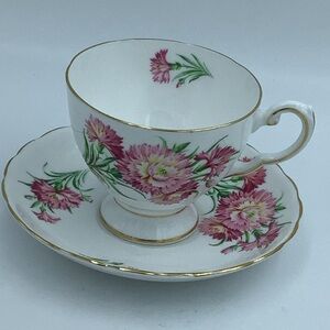 Vintage Tuscan Birthday Flowers Teacup and Saucer